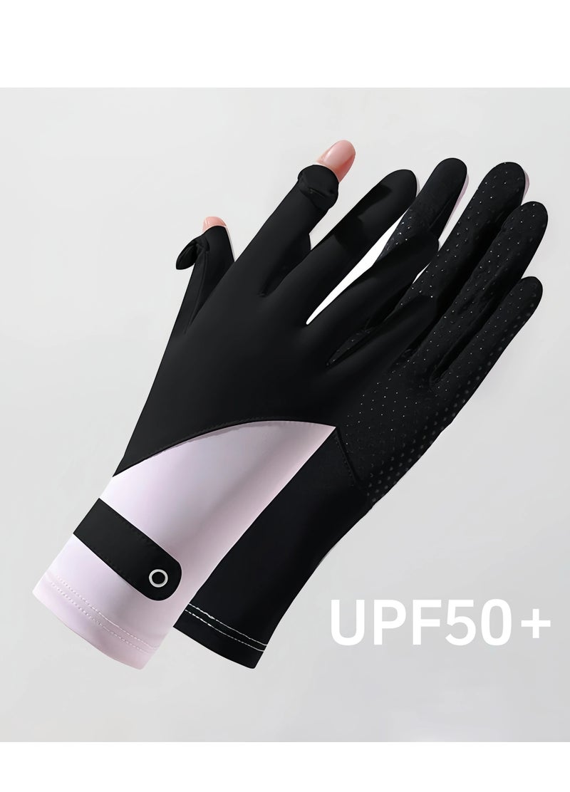 Women's Sun Protective Gloves- UPF 50+ UV Sun Protection,Women's Gloves Quick Dry Anti Slip Driving Gloves,Touch Screen Gloves for Cycling Riding Outdoor Sports,Black - Image 1
